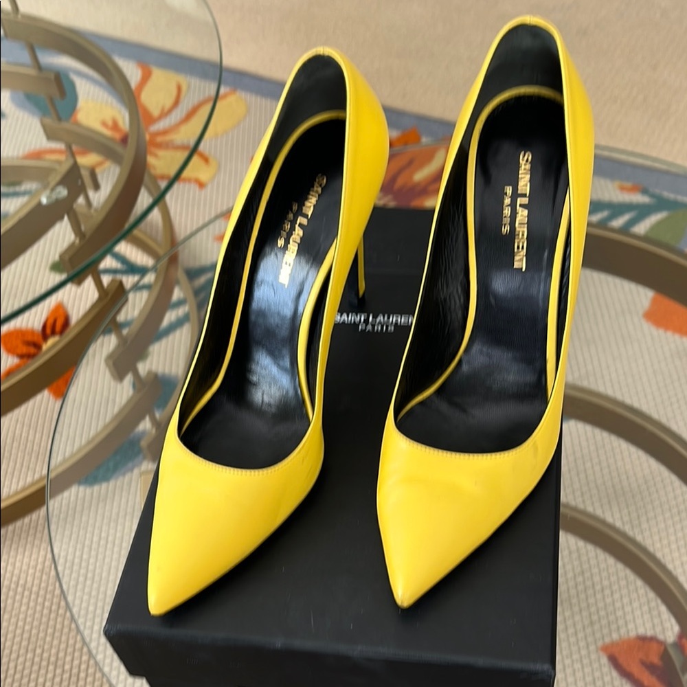 Saint Laurent Yellow Stiletto Heels - Picture 8 of 8